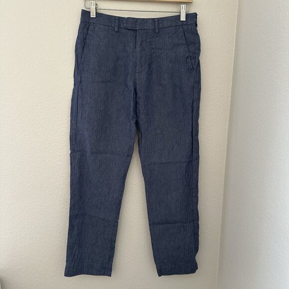 J. Crew Bowery Baird McNutt Irish Linen Trouser Pant Blue W29 L32